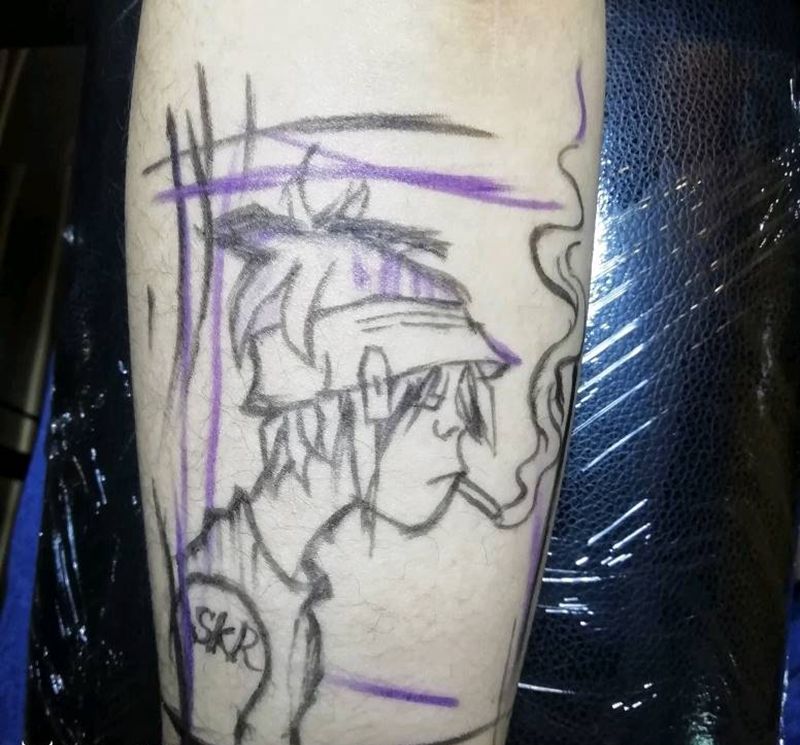 手绘二哥纹身图片_手臂点刺纹身图案
