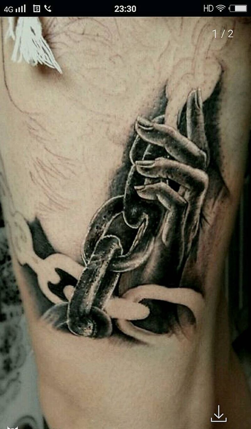 细节图纹身图片_腿部欧美写实纹身图案