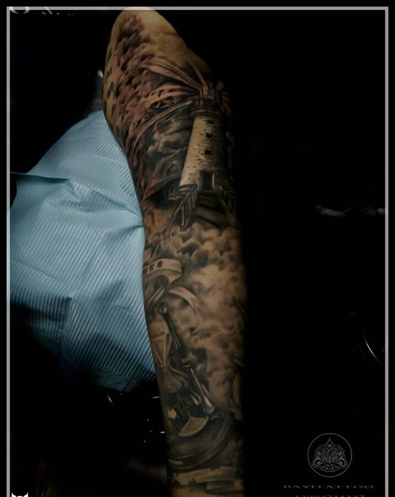 欧美花臂纹身图片_手臂欧美写实花臂纹身图案