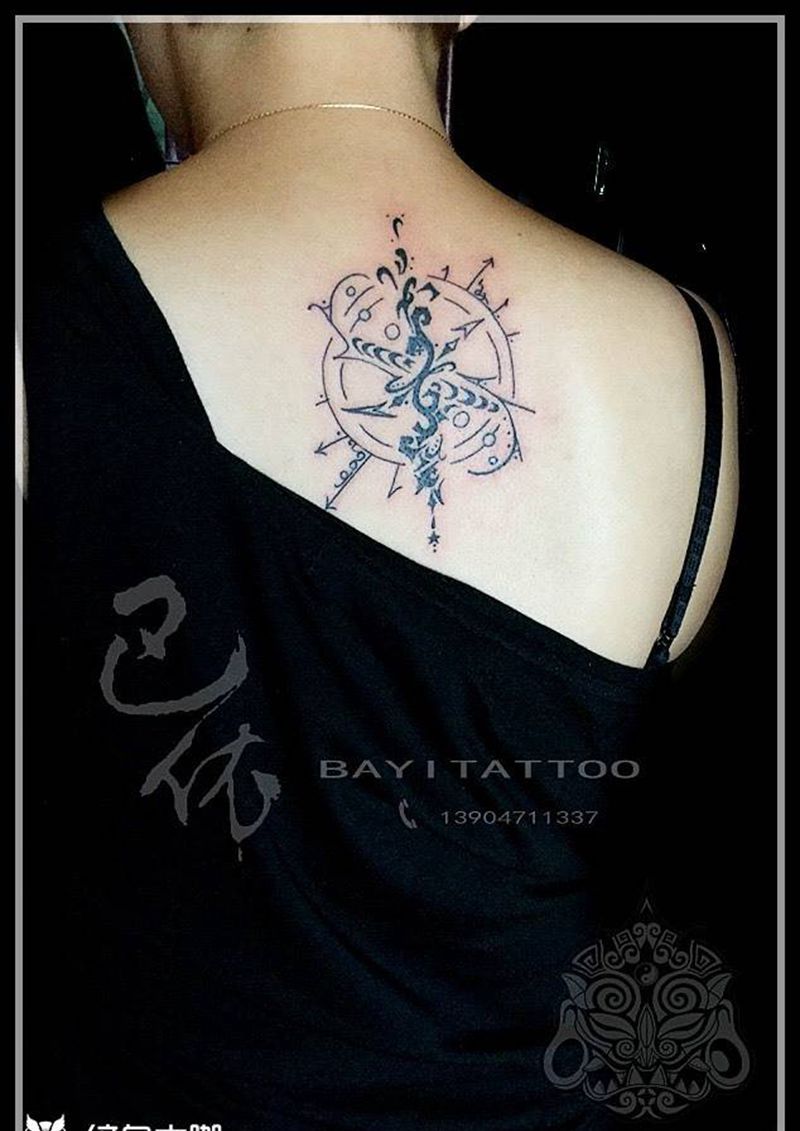 图腾花   英文纹身图片_颈部清新几何字符巴依纹身内蒙古纹身专业纹身纹身图案