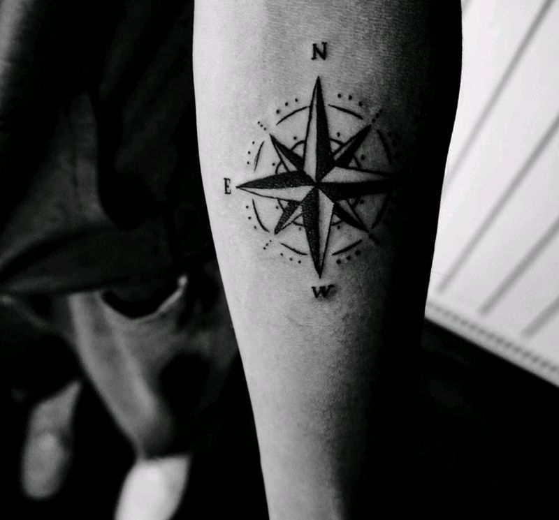 指北针纹身图片