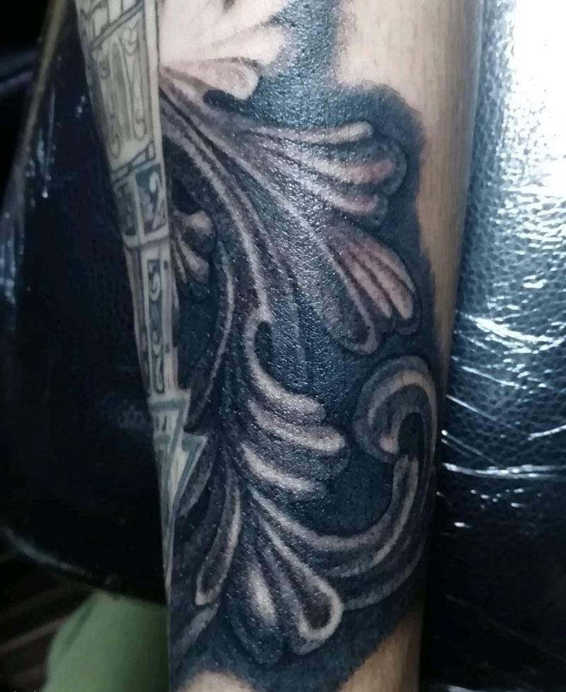 欧美写实窗花 未完成纹身图片