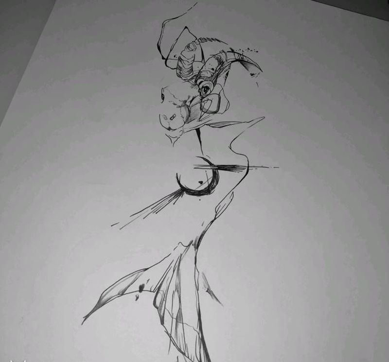 羊 胸 美人鱼纹身图片_手臂几何纹身图案