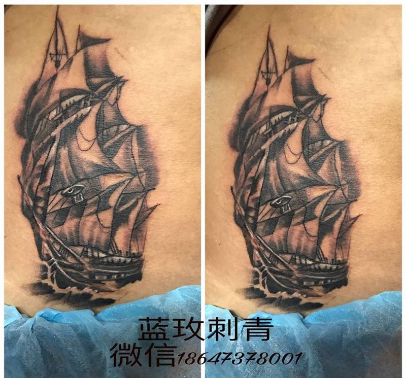 帆船纹身图片