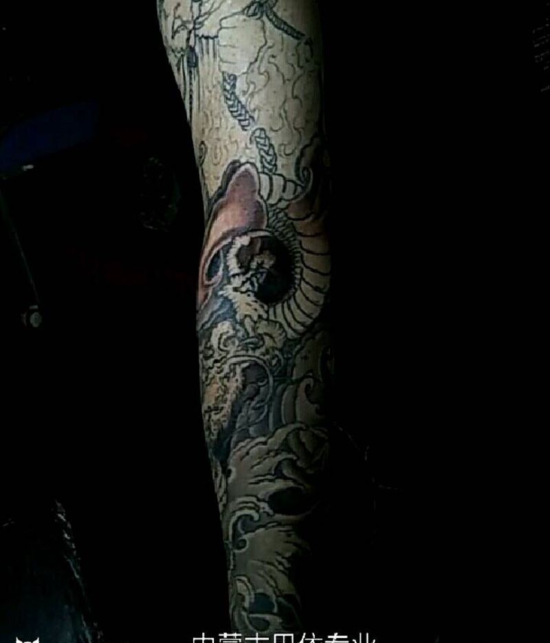 龙花臂待续纹身图片_手臂新传统花臂纹身图案