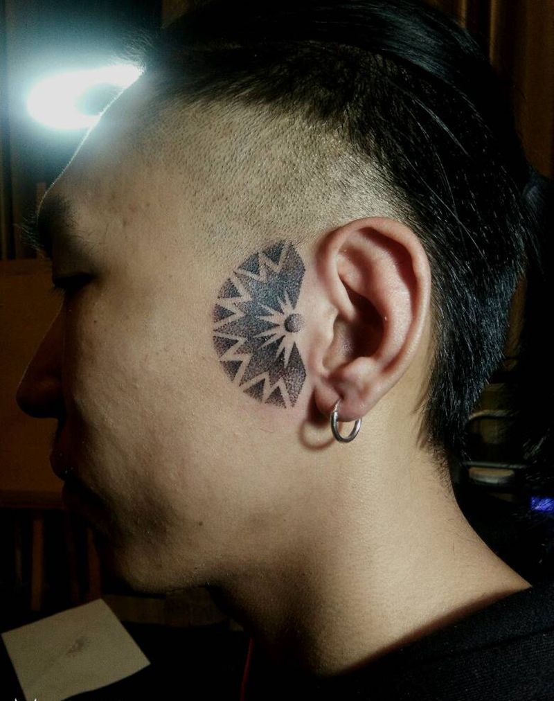 护耳点刺图dog纹身图片_欧美几何原创内蒙古纹呼市巴依点刺纹身图案