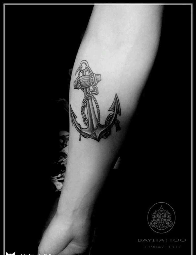 船锚纹身图片_手臂欧美习俗清新内蒙古纹呼市巴依纹身图案