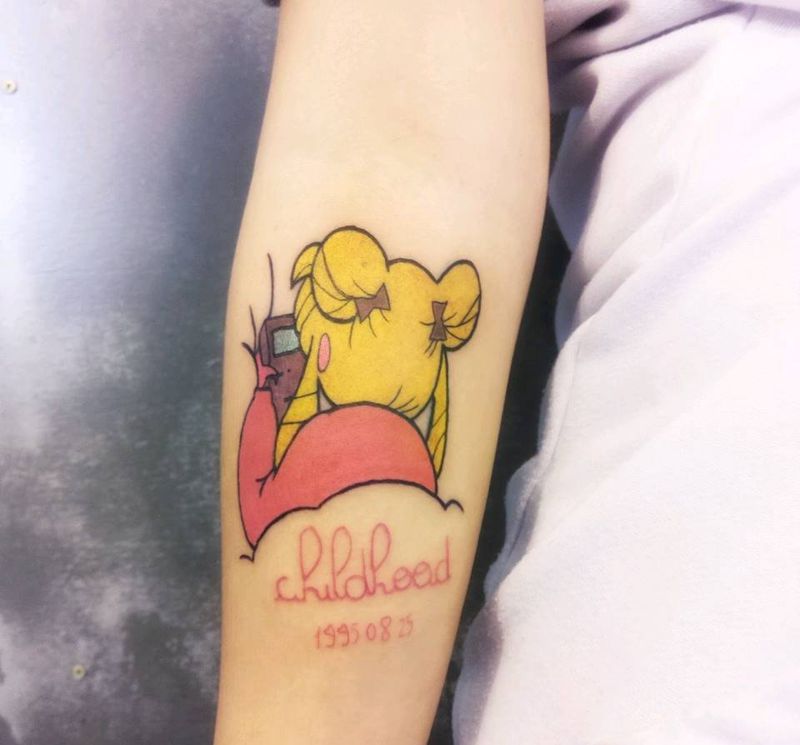 玩儿游戏机的水冰月纹身图片