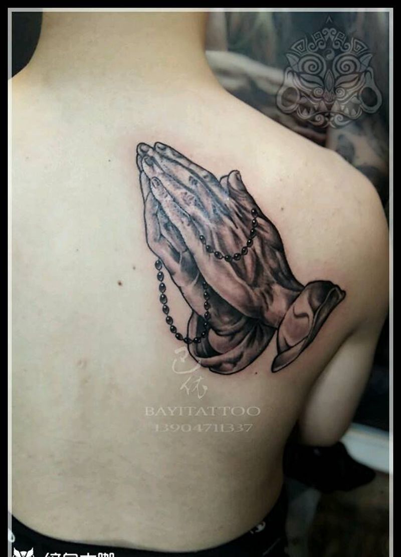 佛手纹身图片_背部欧美写实鬼神内蒙古纹呼市巴依纹身图案