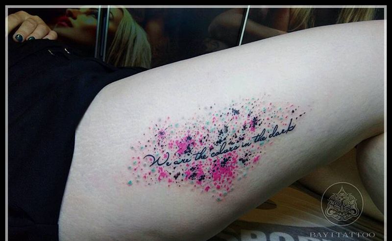 黑暗中的颜色纹身图片_国画字符原创内蒙古纹呼市巴依纹身图案