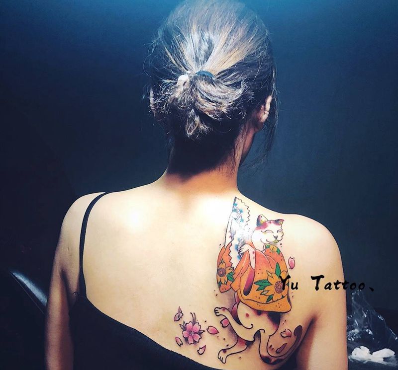 艺妓猫纹身图片