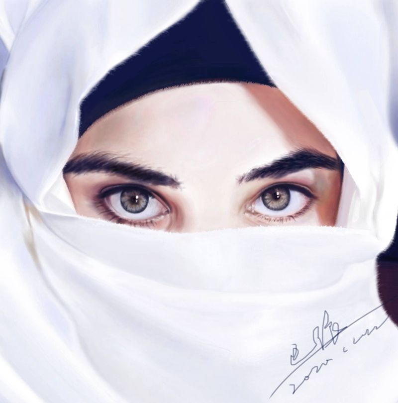 平板手绘阿拉伯美女纹身图片_欧美写实手绘写实艾派手绘纹身图案