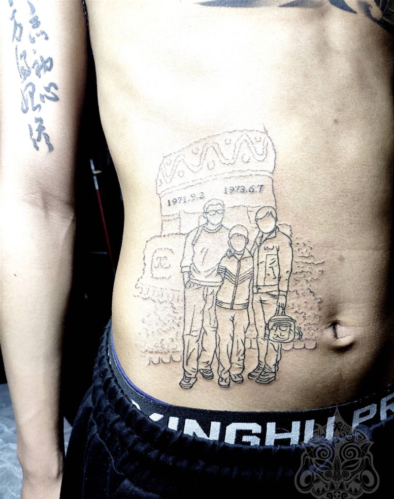 简笔纪念纹身图片_腹部图腾简笔画纹身图案