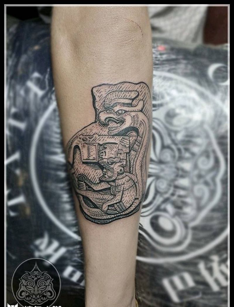 墨西哥图腾纹身图片_手臂图腾墨西哥图dog纹身图案