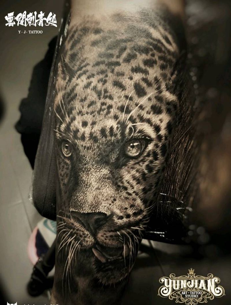 豹！纹身图片_手臂欧美写实纹身图案