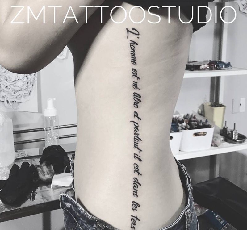字母纹身图片_成品腰部字母欧美纹身图案