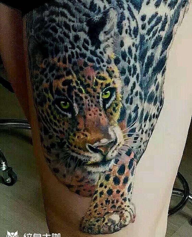写实彩豹纹身图片_写实原创内蒙古纹呼市巴依成品纹身图案
