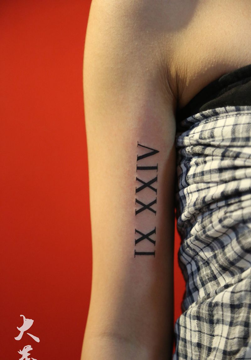 罗马数字纹身图片_手臂纹身图案