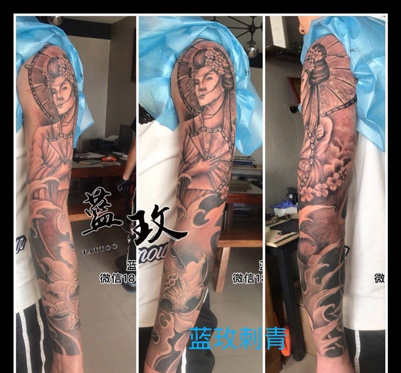 艺妓花臂纹身图片