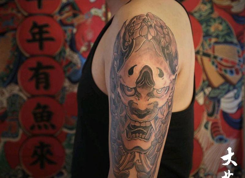 般若纹身图片_肩部手臂老传统新传统纹身图案