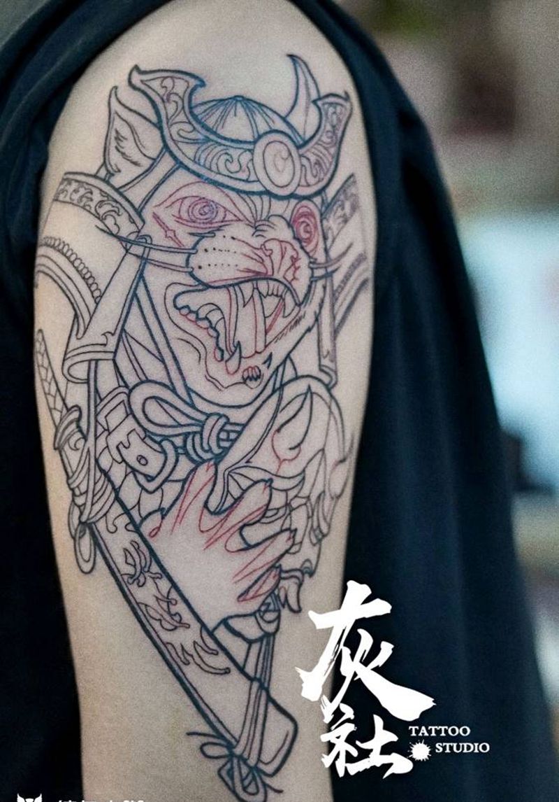 猫猫纹身图片_手臂New School纹身图案