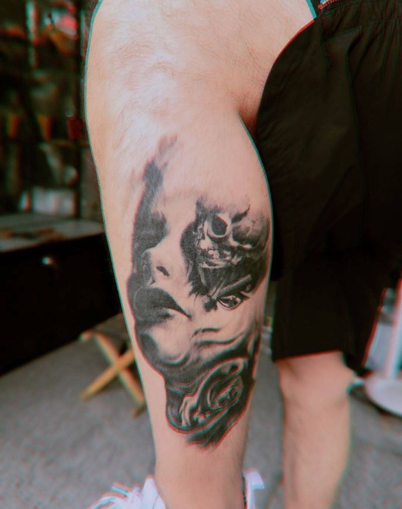 欧美肖像恢复后效果纹身图片