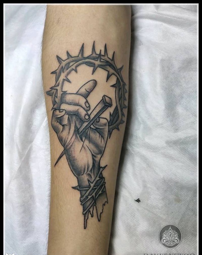 修整→上帝之手纹身图片_手臂New School上帝之手修整纹身图案