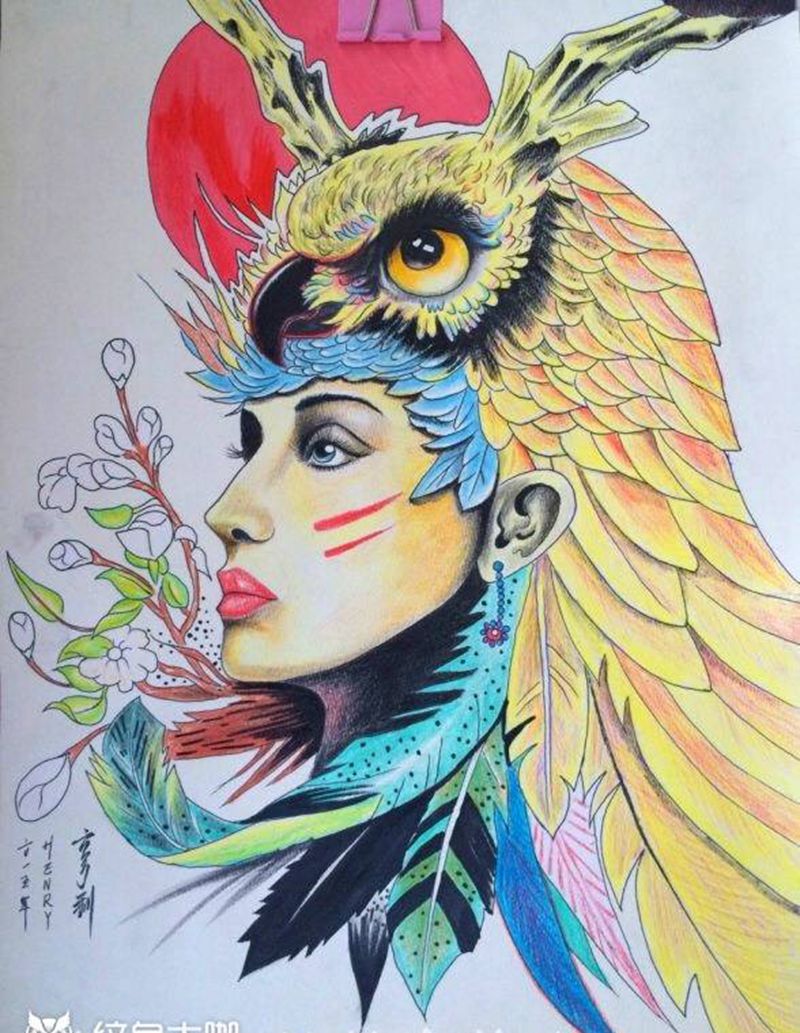 别样美女纹身图片_手稿纹身图案