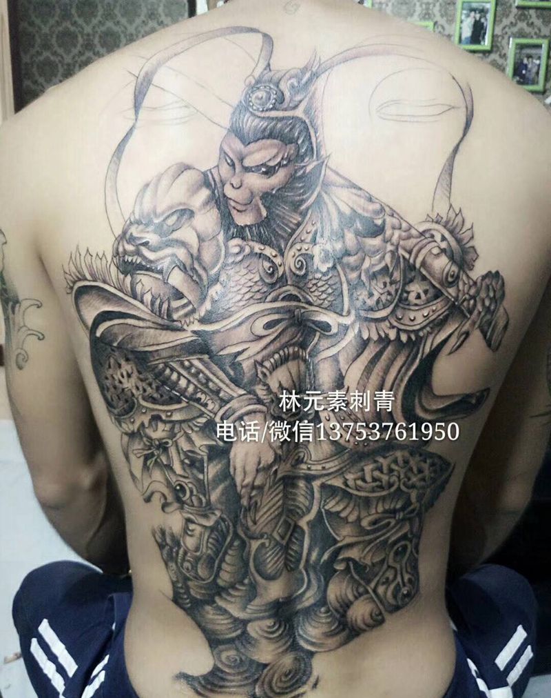 猴子纹身图片_背部纹身图案