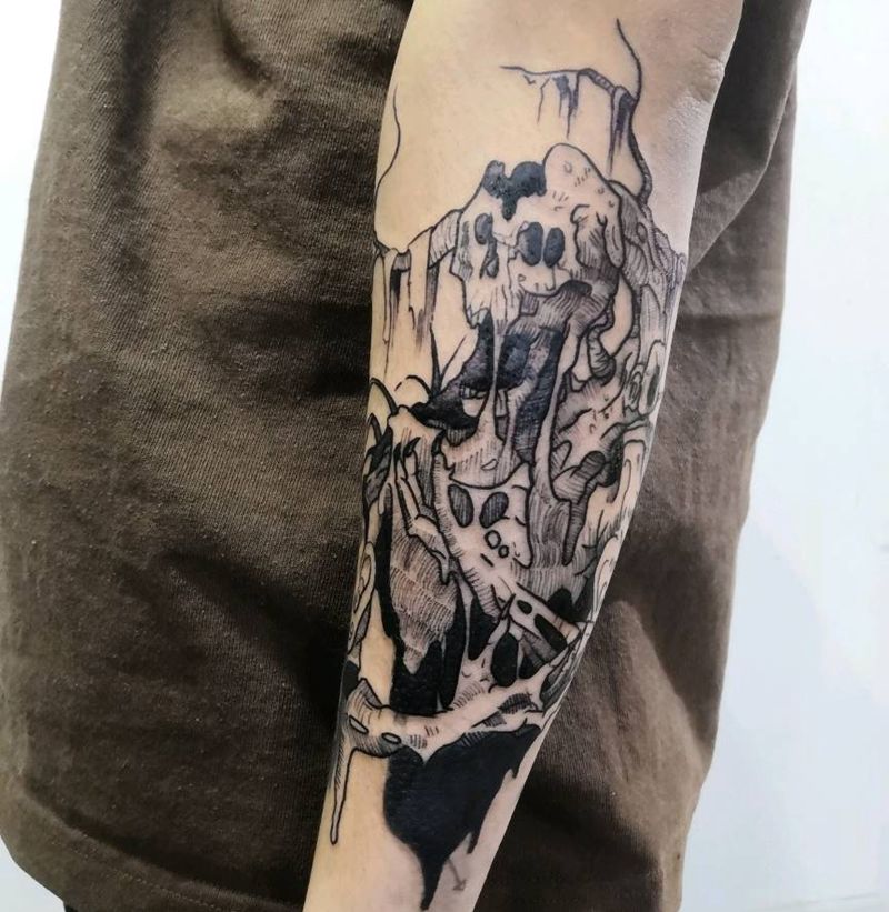 树神纹身图片_手臂点刺纹身图案