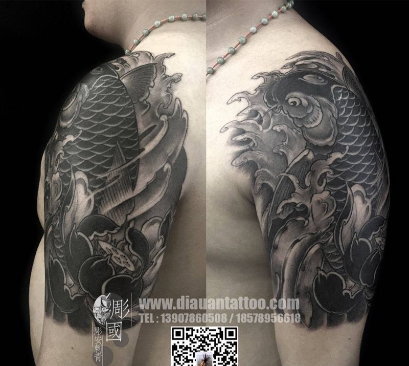 连年有鱼纹身图片_手部手臂花臂刺青成品纹身图案