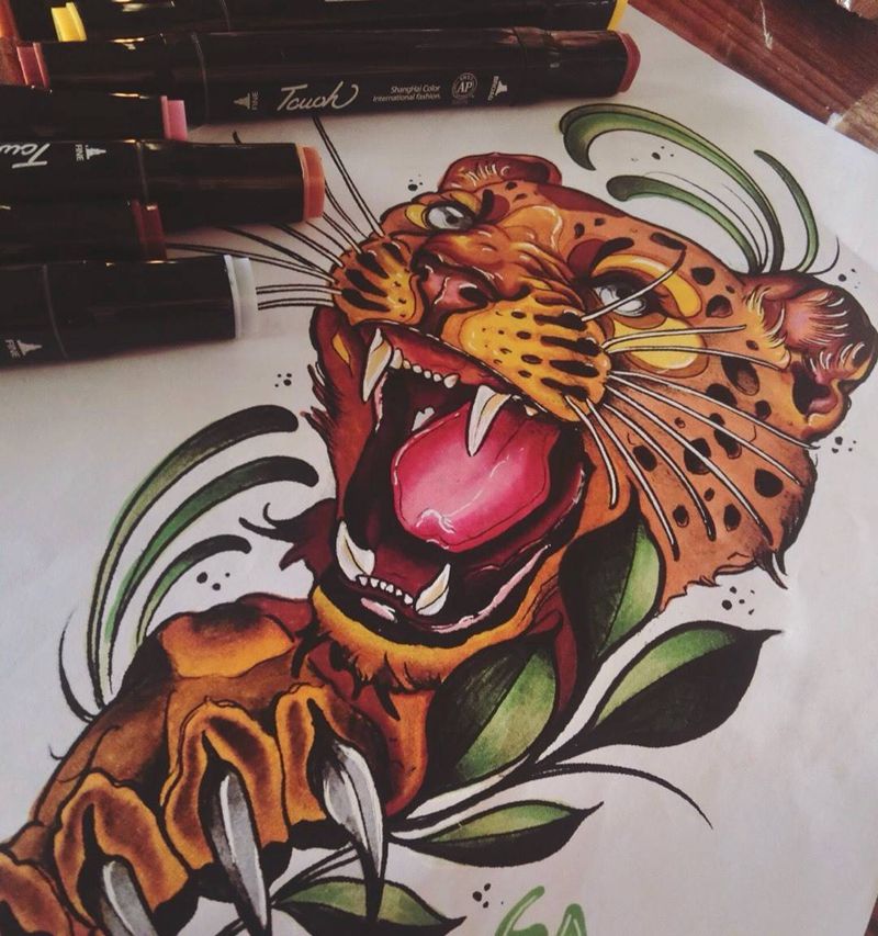 豹纹身图片