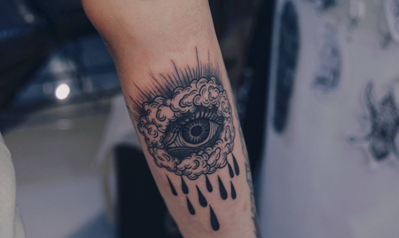 眼睛纹身图片_手臂几何纹身图案