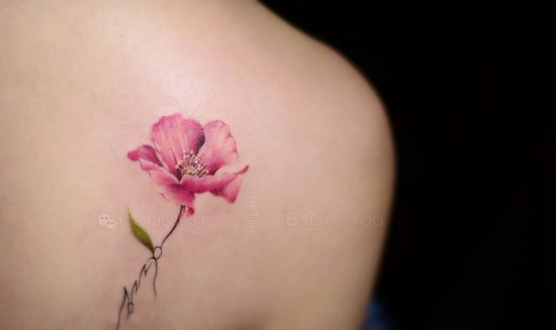 小清新风格花朵纹身图片_插画胸部手臂颈部清新植物小清新风格纹身图案