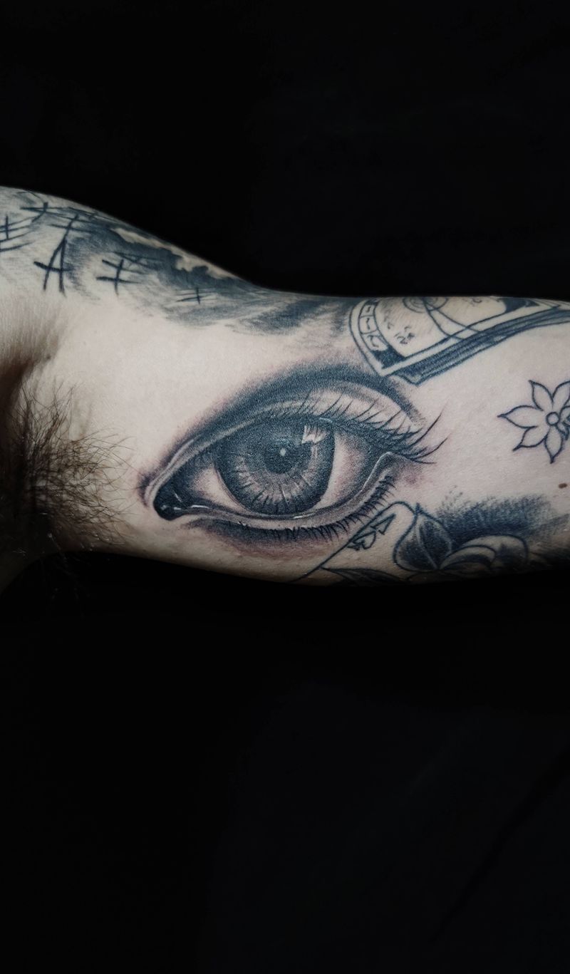 写实眼睛纹身图片_手臂欧美写实眼睛纹身图案