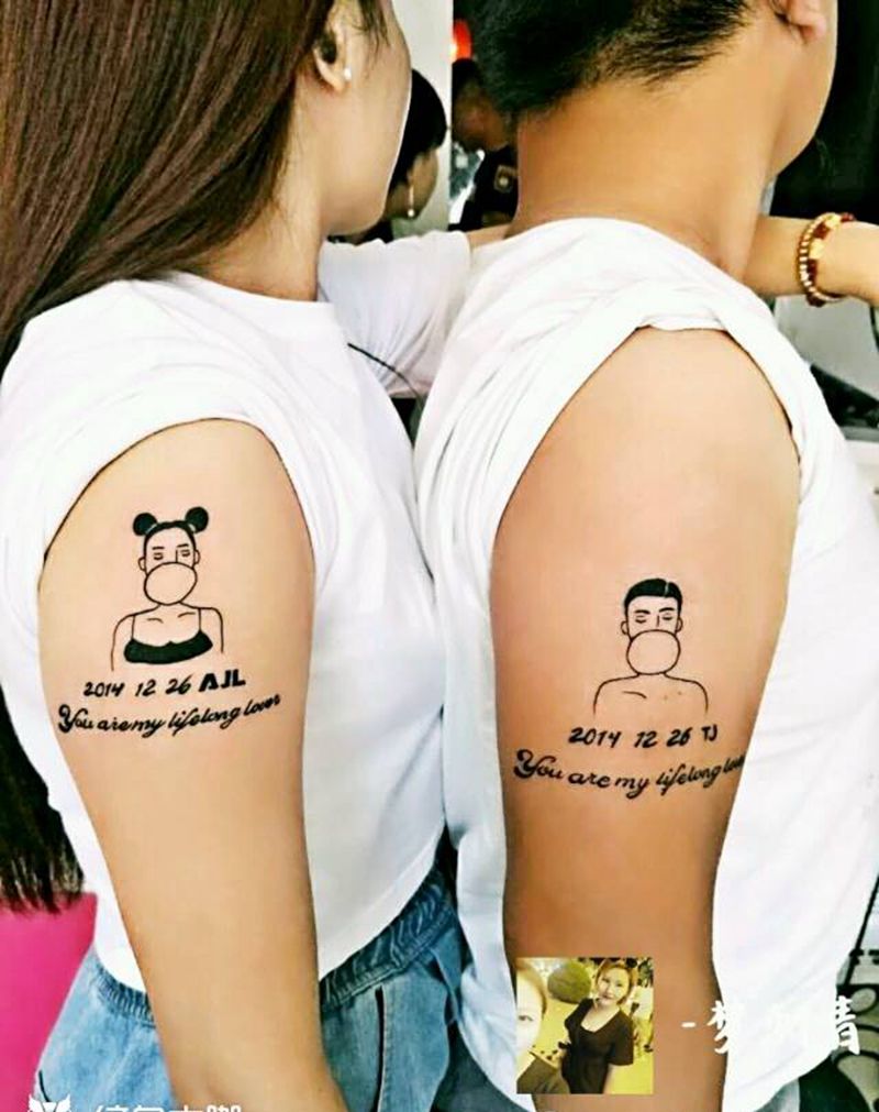 情侣闺蜜英文小清新纹身图片_传统成品纹身图案