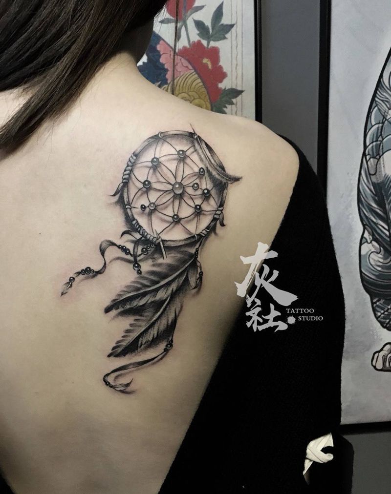 捕梦网纹身图片