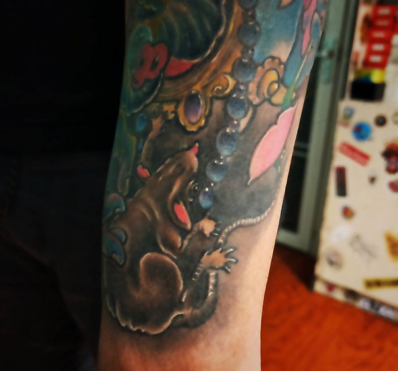 象神纹身图片_手臂新传统纹身图案