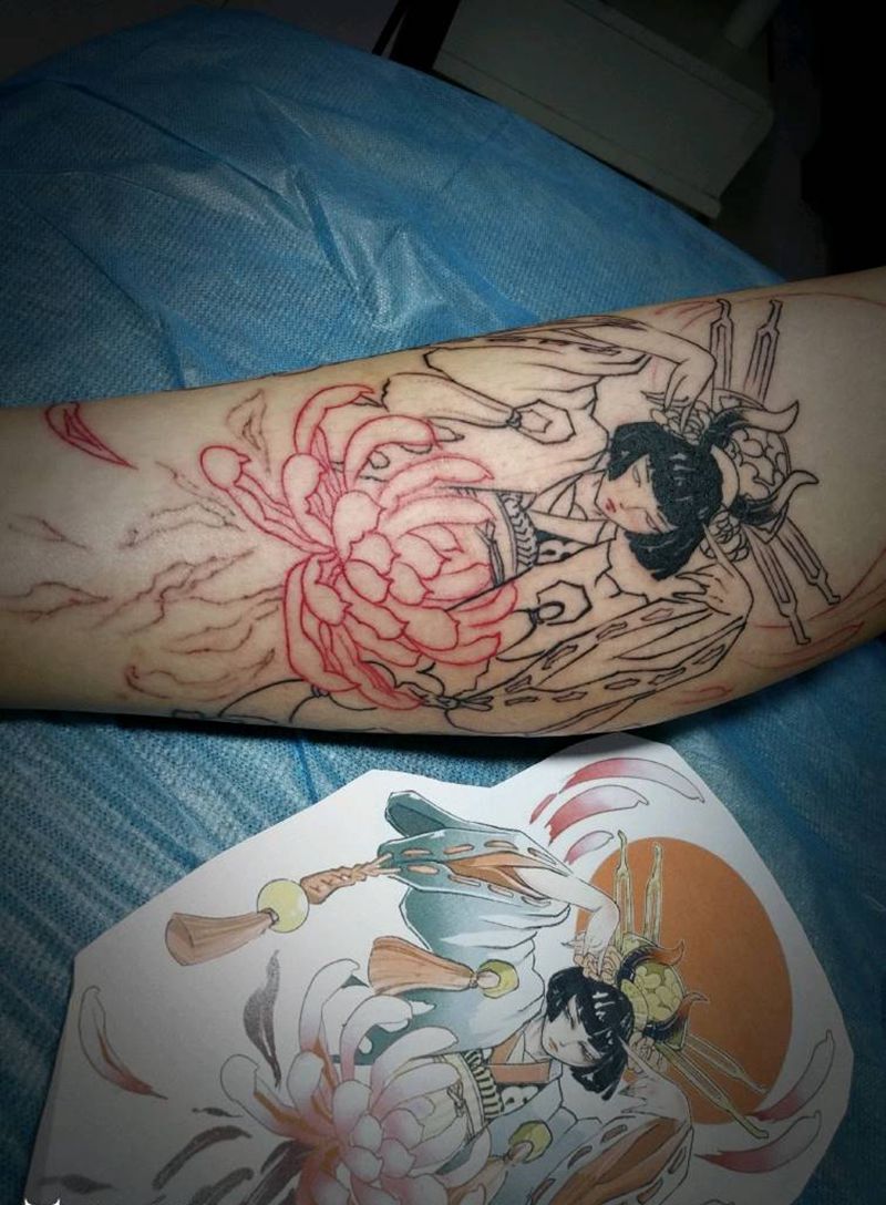 未完成纹身图片_腿部New School厌世纹身图案