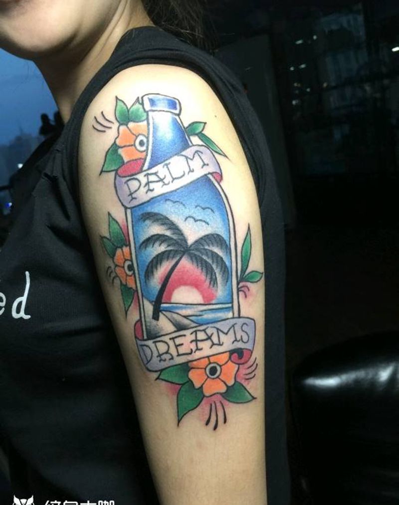 school 漂流瓶纹身图片