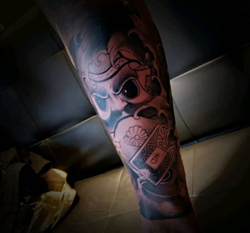 达摩蛋纹身图片_脚部新传统达摩蛋纹身图案