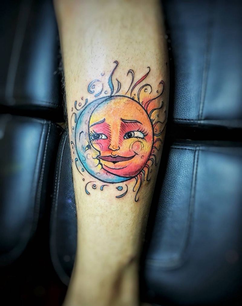 太阳月亮纹身图片