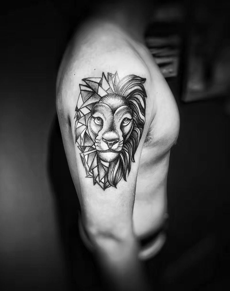 几何狮子纹身图片