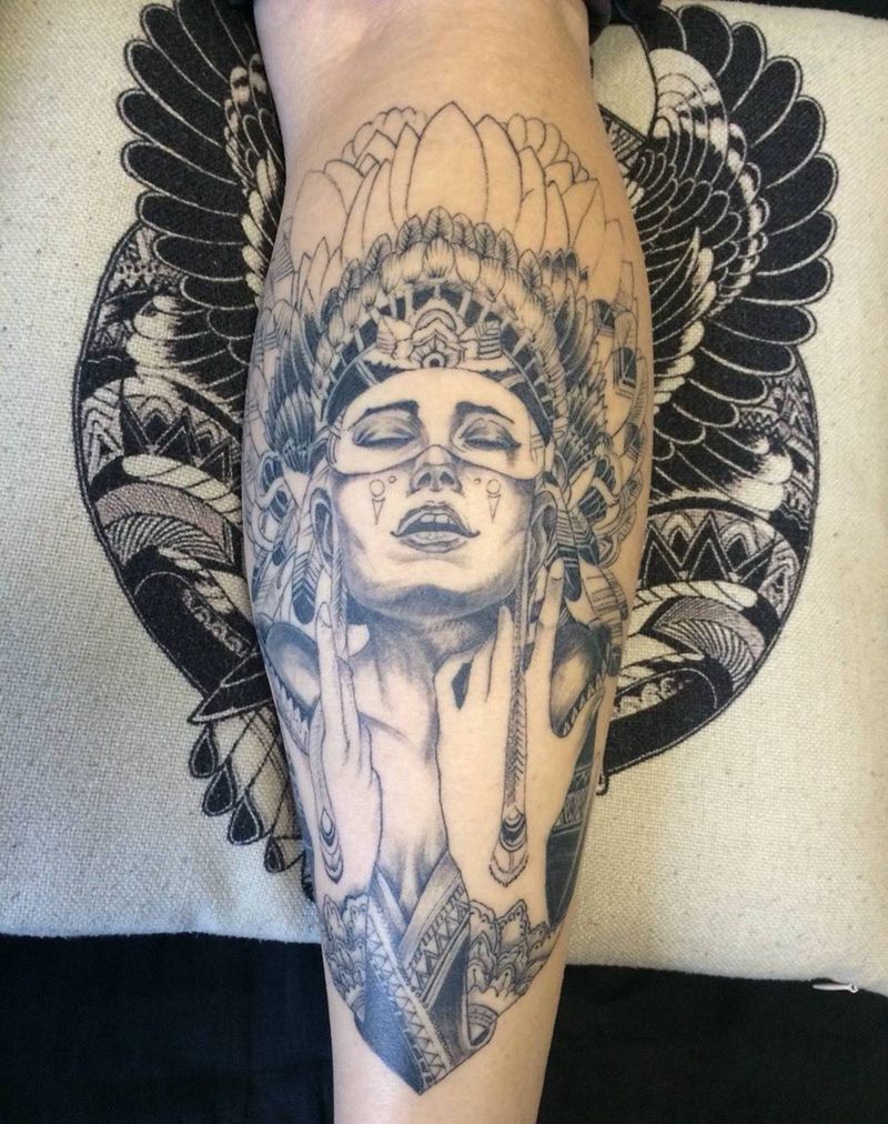 印第安女郎纹身图片