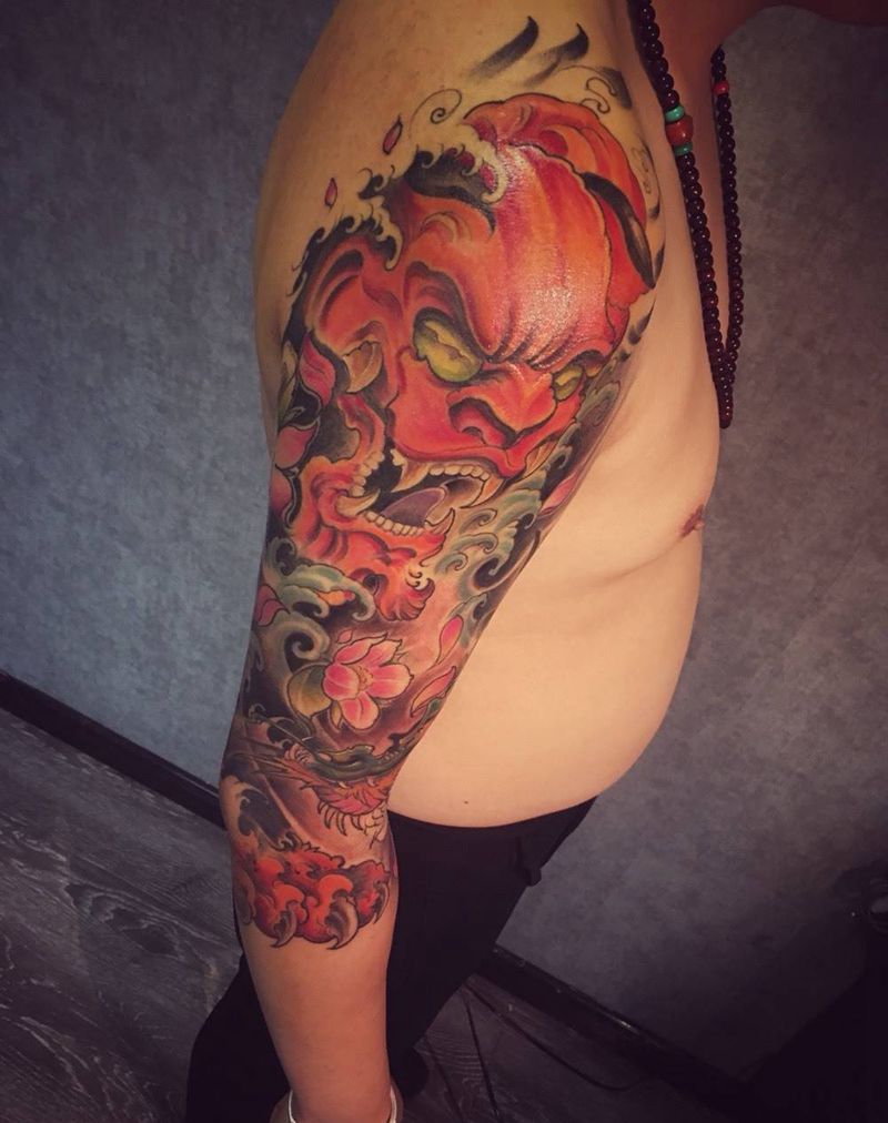 唐狮 龙纹身图片