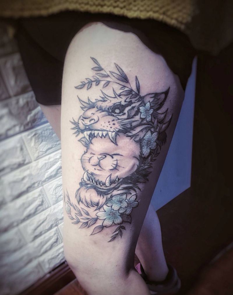 New school 猫纹身图片