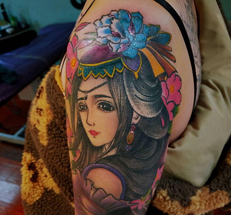 修改艺妓纹身图片_手臂新传统纹身图案