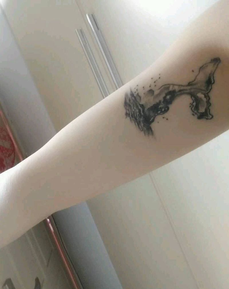 遮盖纹身图片_手臂水墨水彩纹身图案