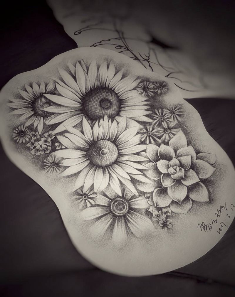 欧美花卉纹身图片