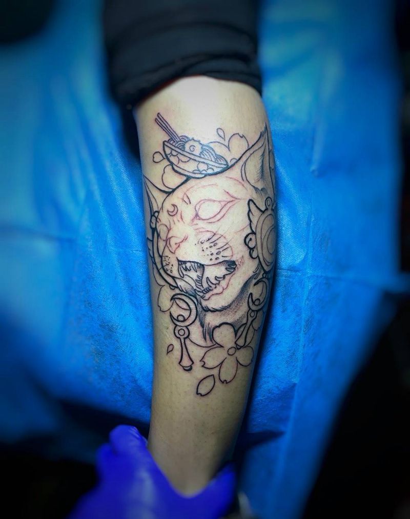 New school 线条纹身图片